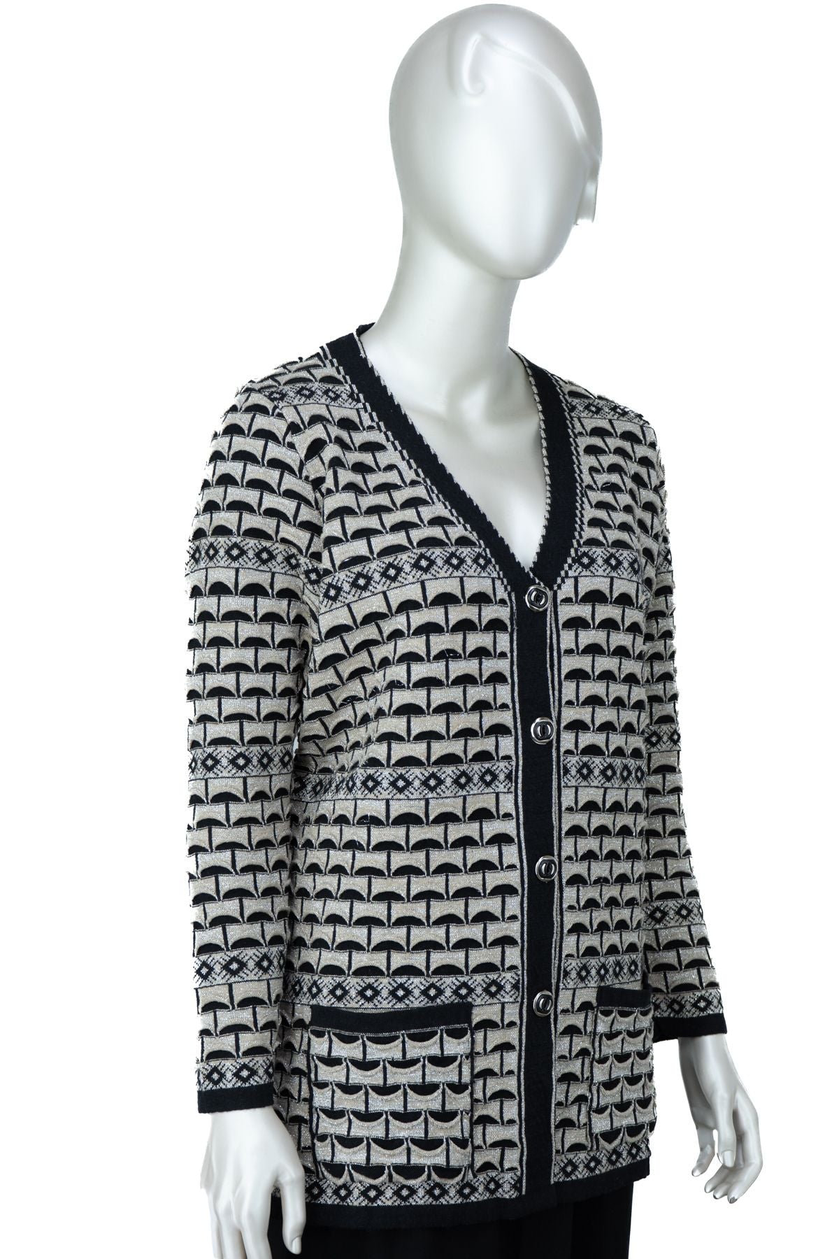 Kadın Kışlık Anne Hırka Pamuklu Triko Örme Simli Önden Düğmeli Çift Cepli Rahat Kesim